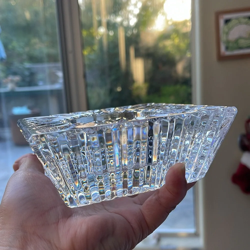 Vintage large heavy Waterford ashtray,votive candle holder 5”almost 3lbs,signed